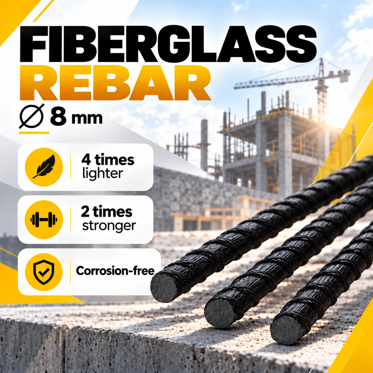 TEMPLET Fiberglass Rebar 8 mm